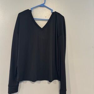 Black V-Neck Long Sleeve Top